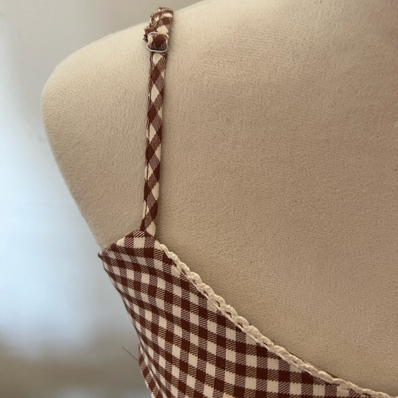 Urban Outfitters Gingham minidress. Brown/white checked. P/S. Great condition. - Picture 4 of 8